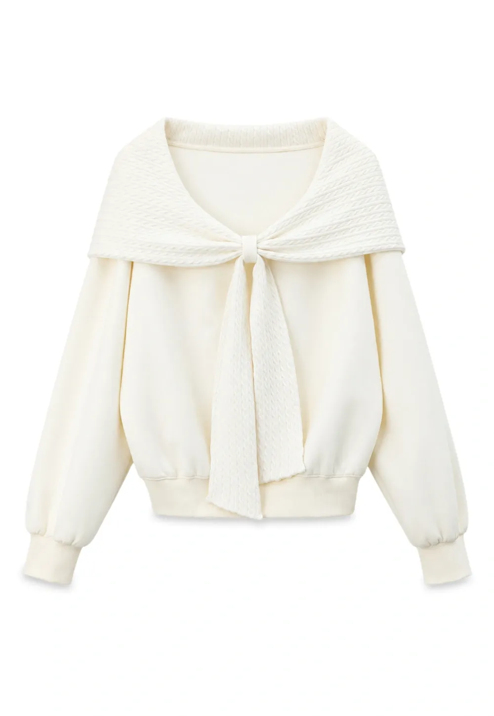 Off Shoulder Bow Front Knit Sweater