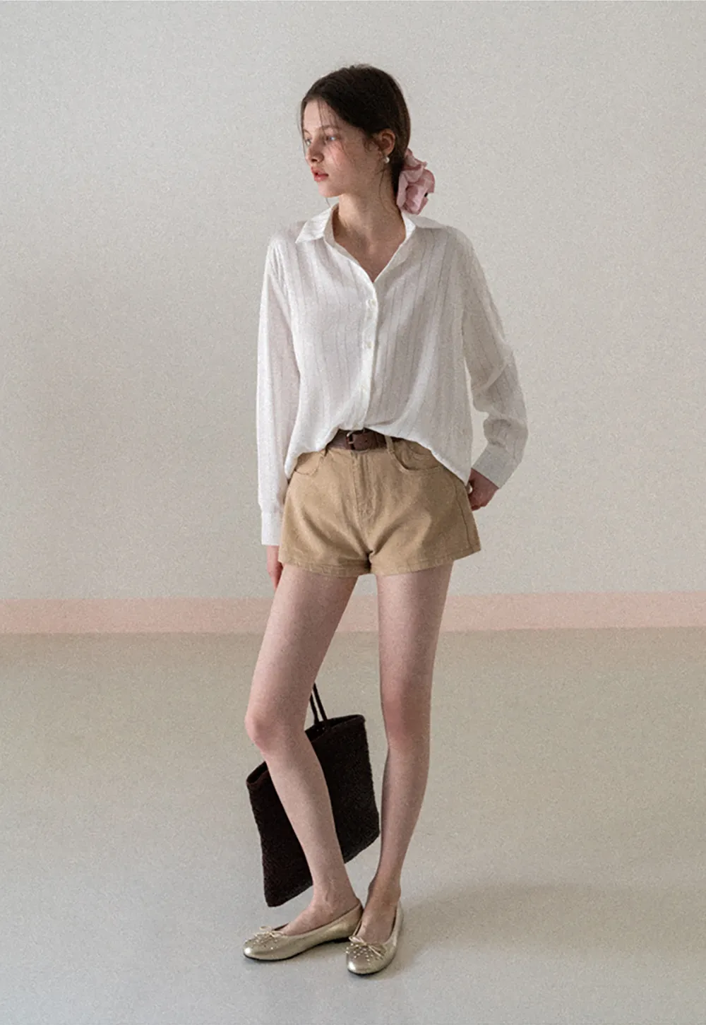 Long Sleeve Button Down Shirt with Vertical Stripes