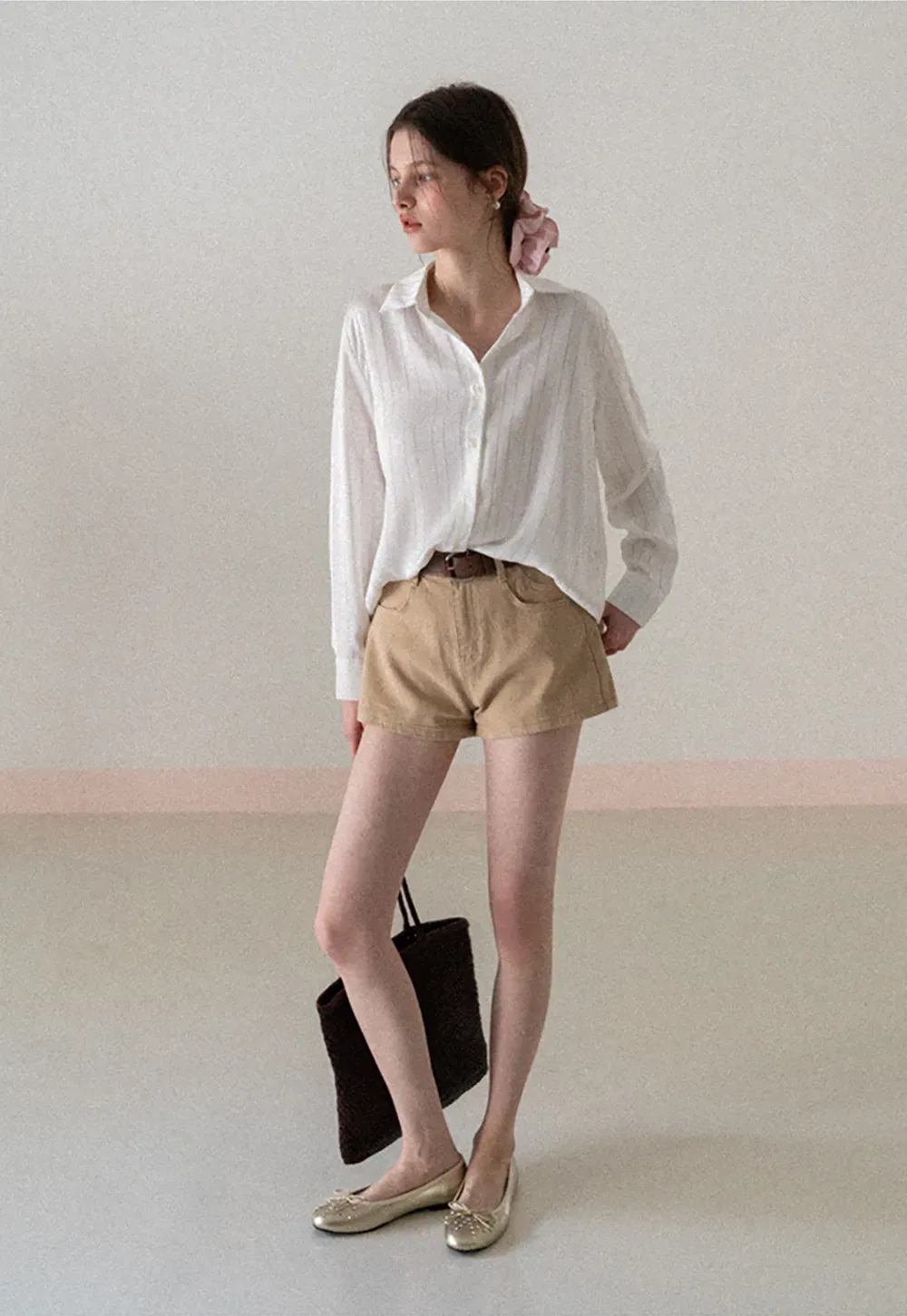 Long Sleeve Button Down Shirt with Vertical Stripes