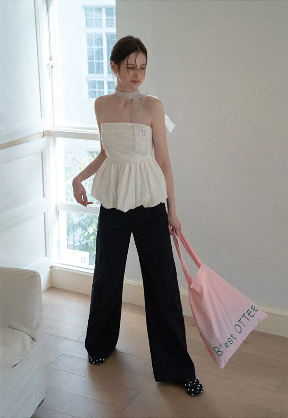 Smocked Waist Checkered Tank Top