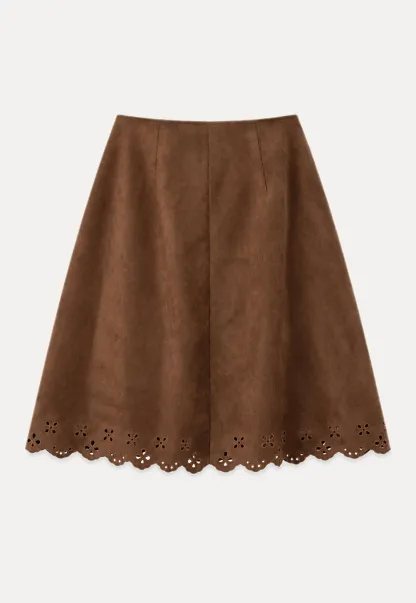 Pleated Skirt with Laser Cut Floral Hem