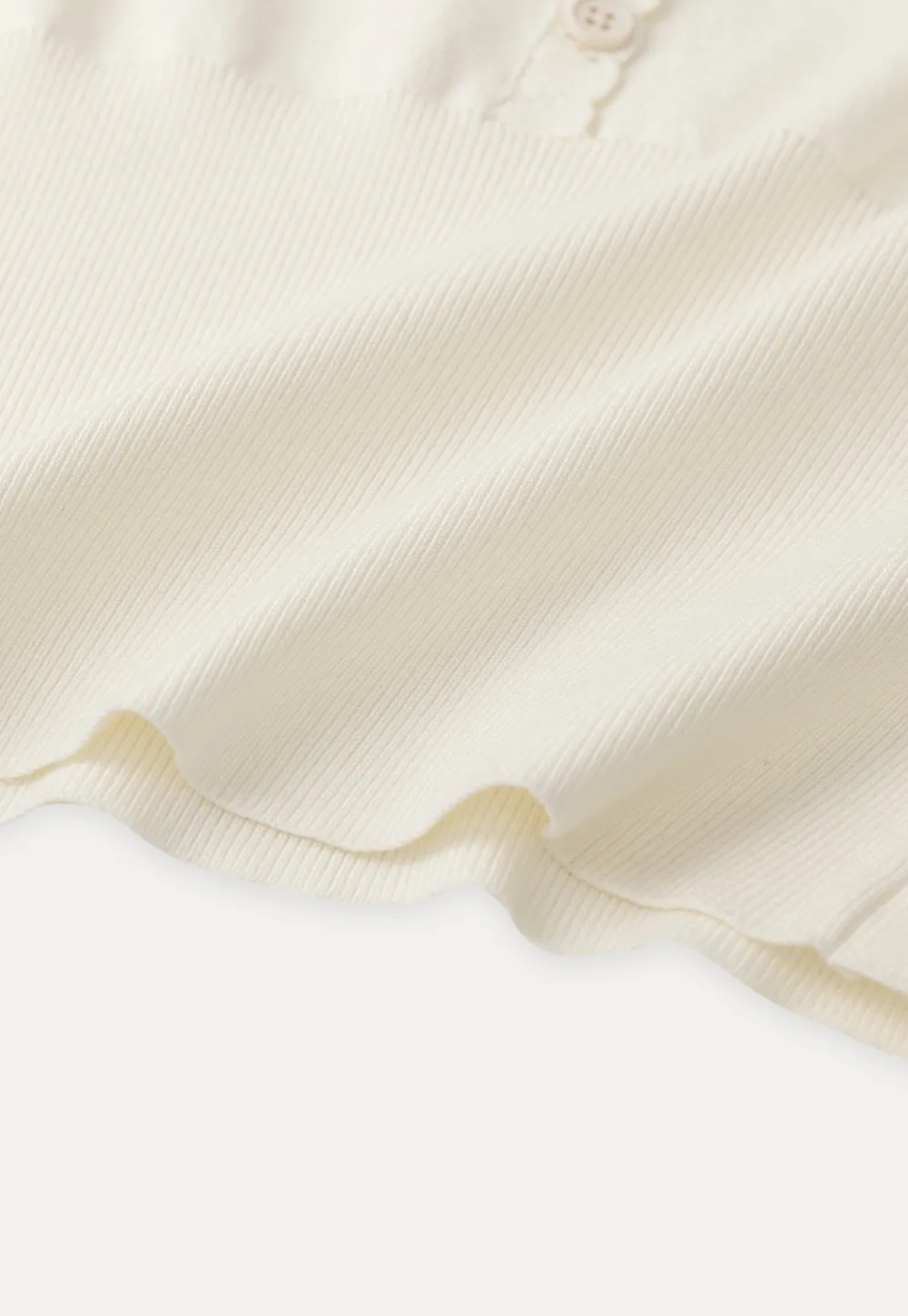 Short Sleeve Knit Top with Lace Trim and Button Placket