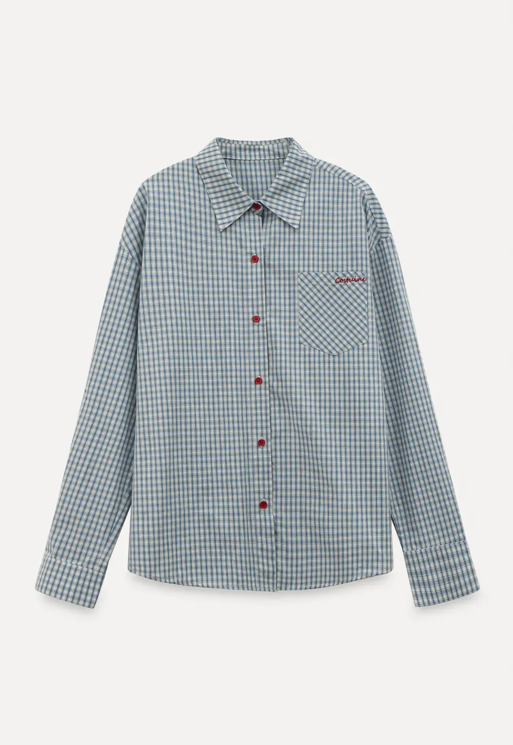 Oversized Checkered Button Up Shirt with Pocket Design