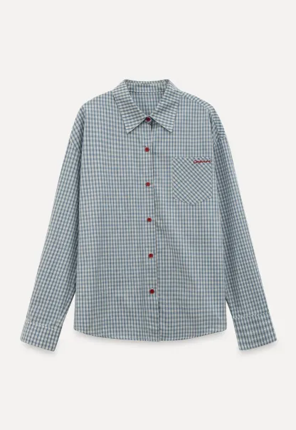 Oversized Checkered Button Up Shirt with Pocket Design