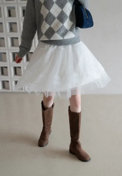 fluffy layered tulle skirt with elastic waistband