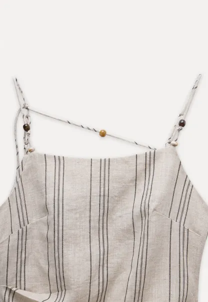 Women’s Striped Beaded Strap Cami Top