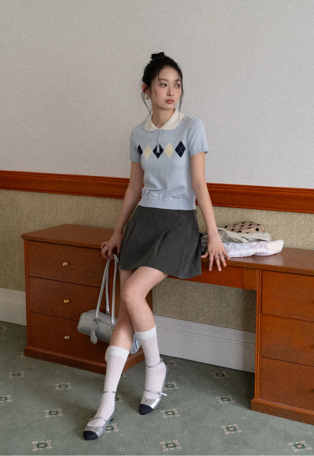 Pleated A-line Mini Skirt