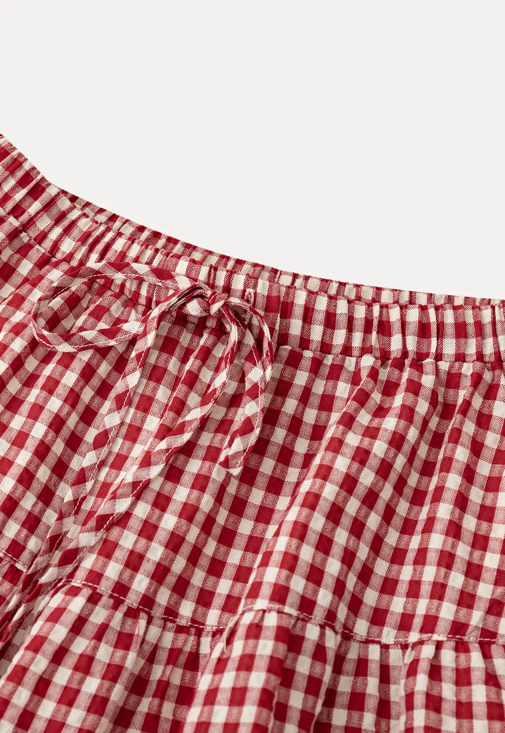 Gingham Pattern Tiered Skirt