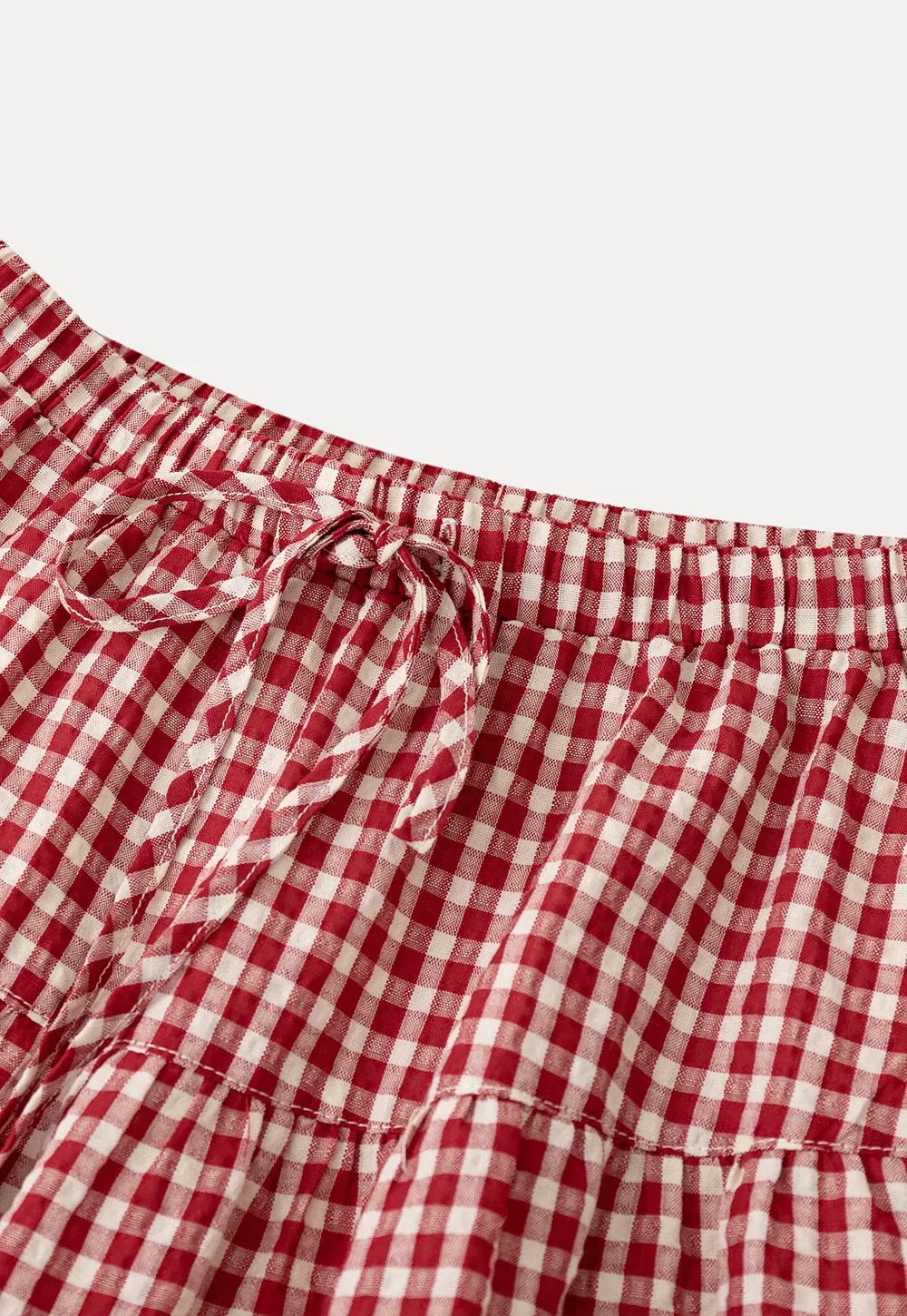 Gingham Pattern Tiered Skirt