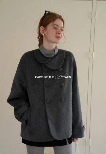 Elegant Wool Jacket for Women Simple Design Warm Coat