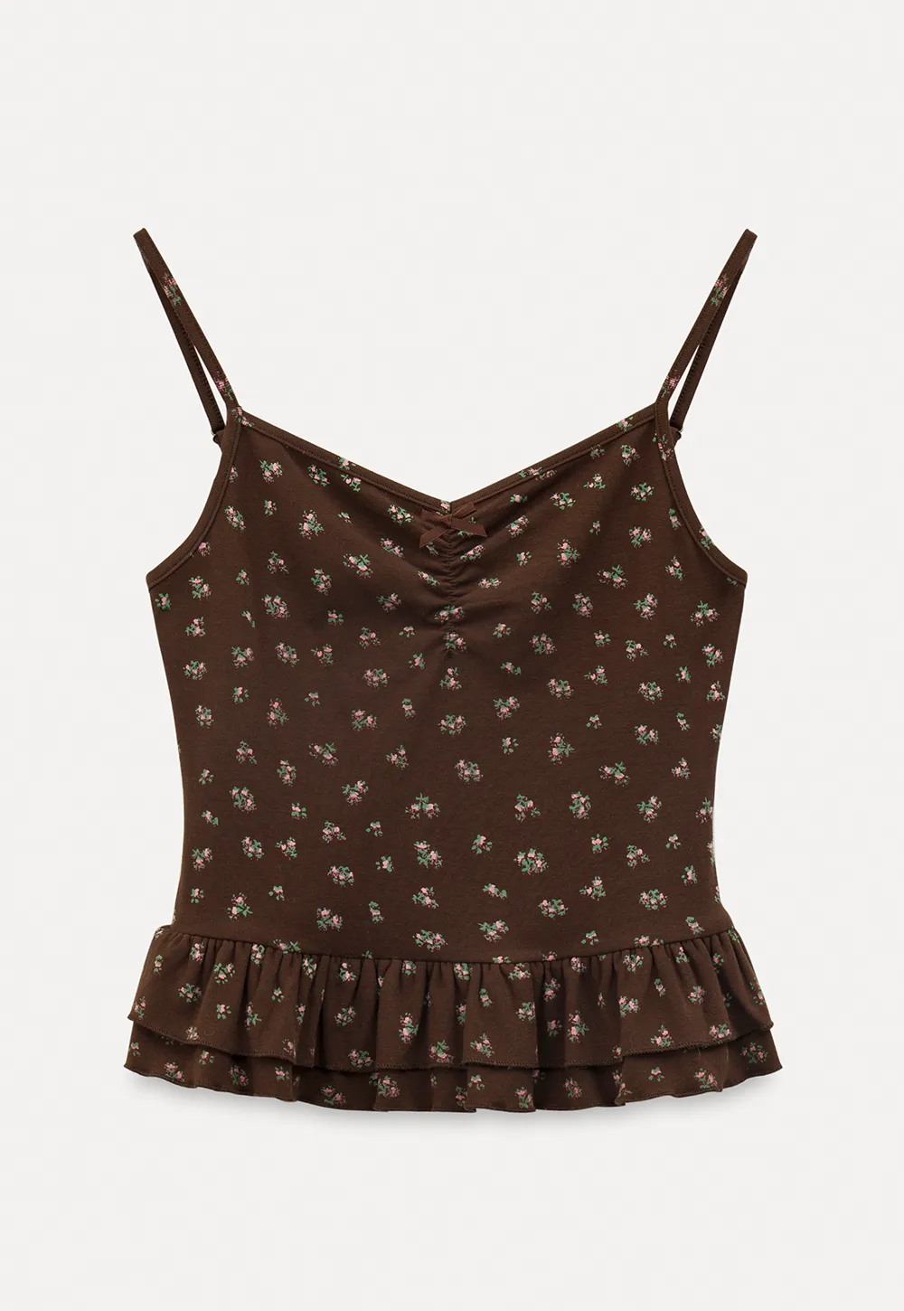 floral peplum tank top with ruffle hem