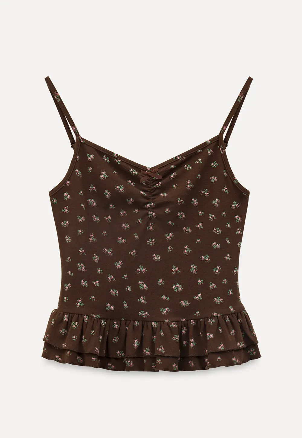 floral peplum tank top with ruffle hem