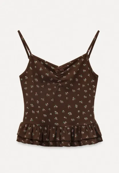 floral peplum tank top with ruffle hem