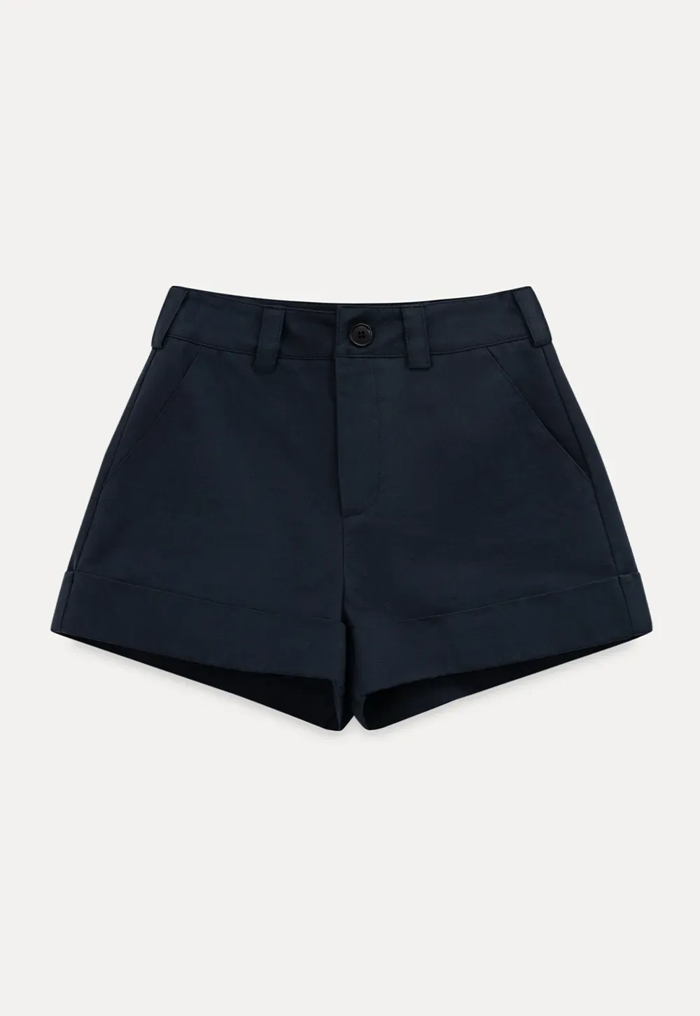 Cropped Tailored Shorts with Cuffed Hem