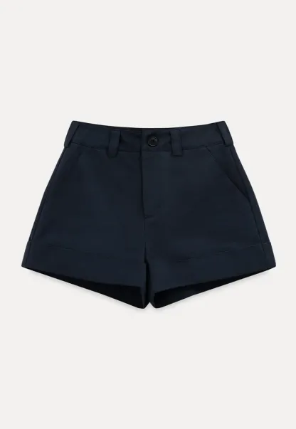 Cropped Tailored Shorts with Cuffed Hem