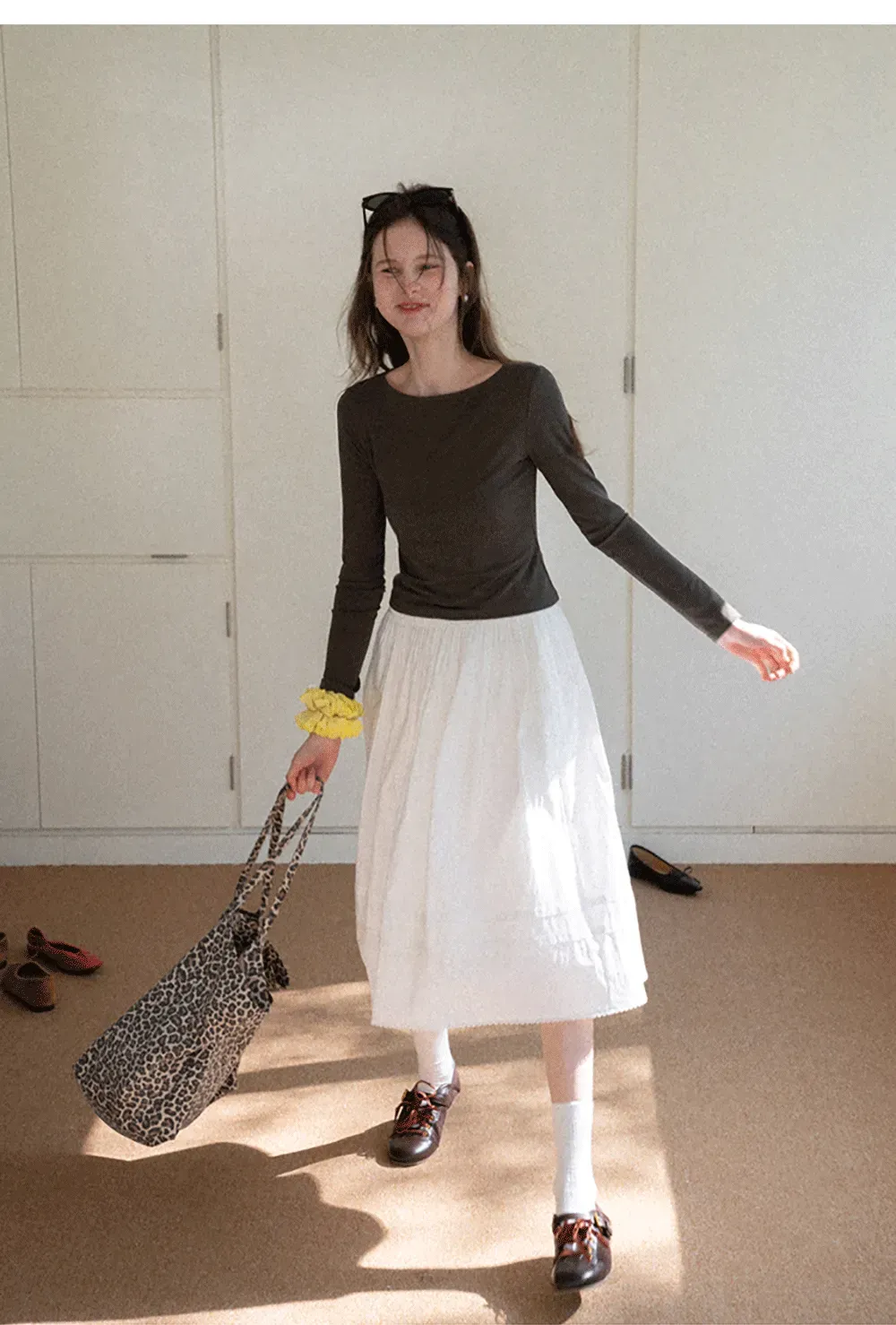 long sleeve boat neck slim fit top