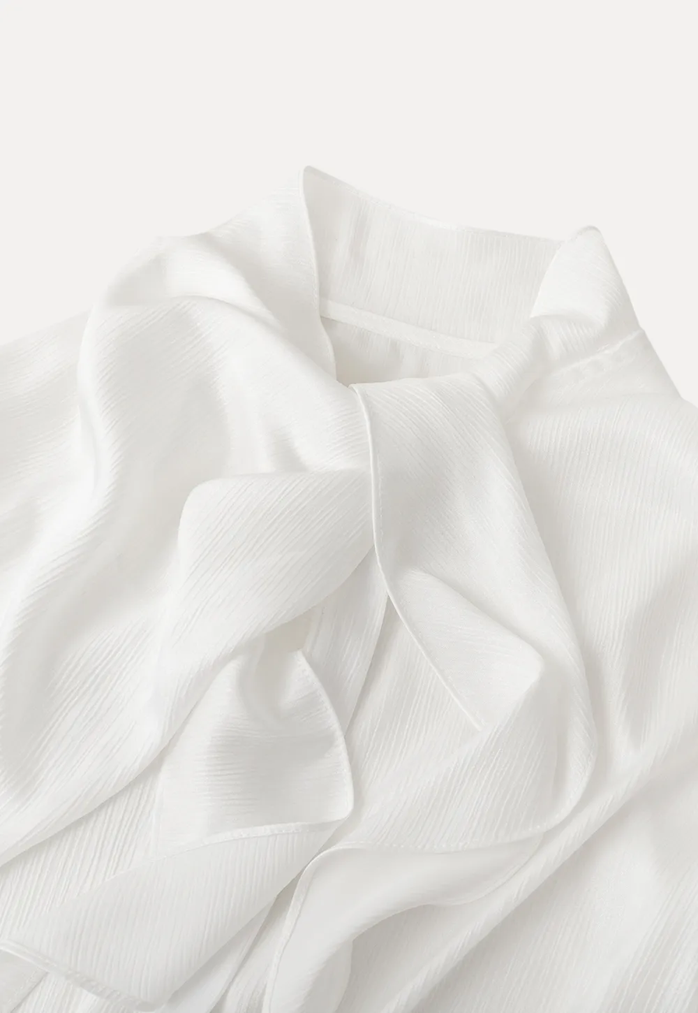 Ribbed Long Sleeve Shirt with Tie Neck Detail