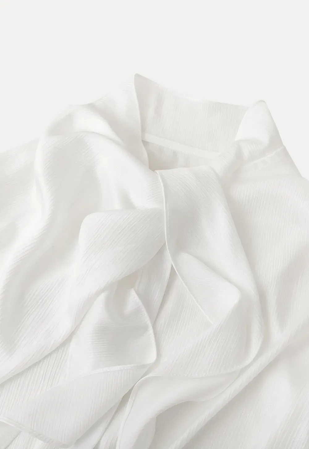 Ribbed Long Sleeve Shirt with Tie Neck Detail