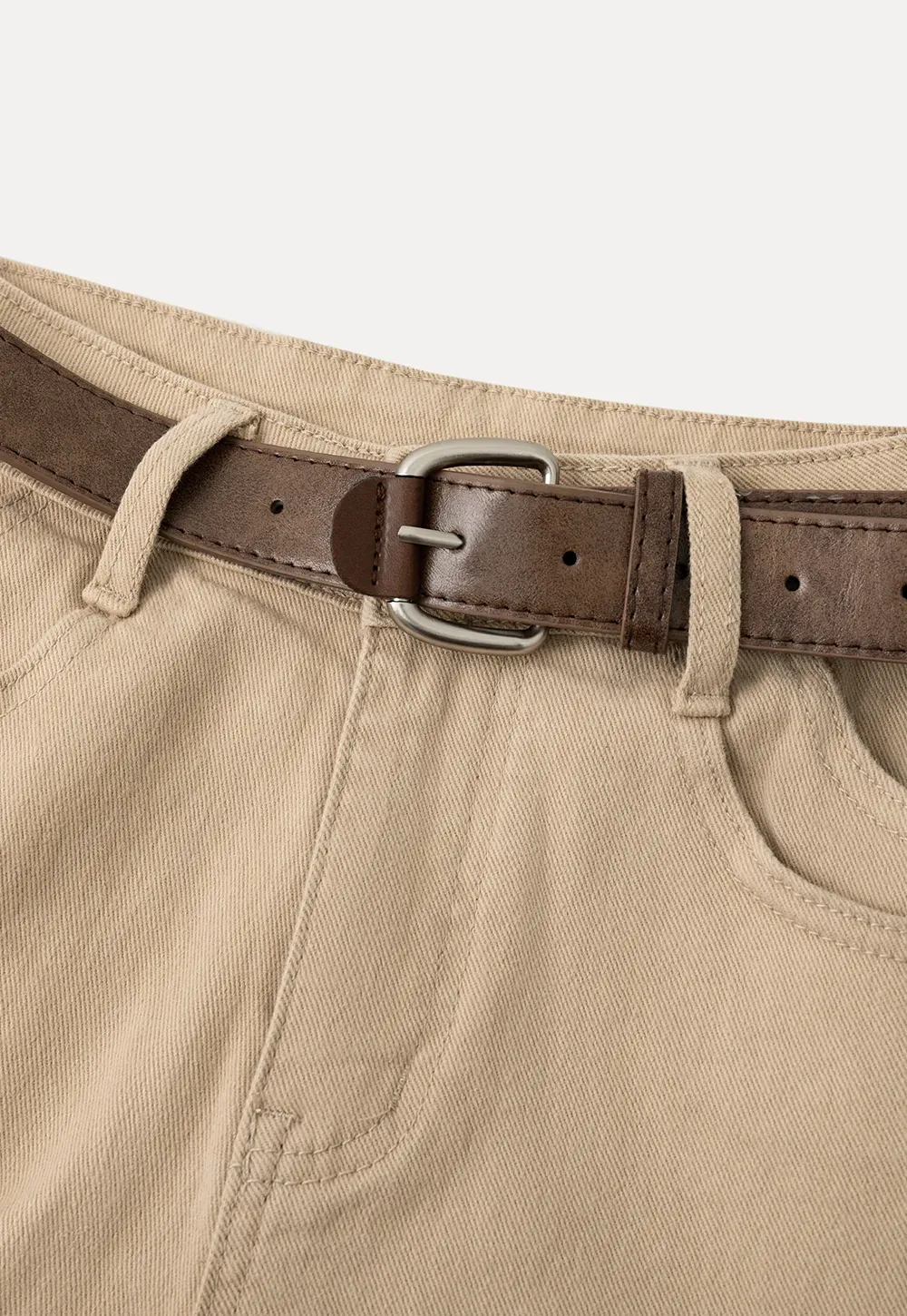 High waist denim shorts with belt loop and front pockets