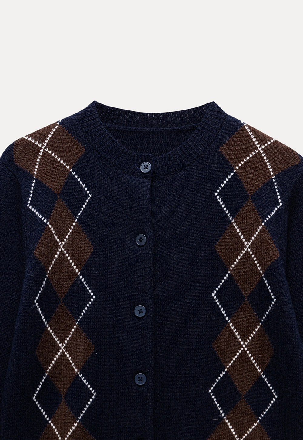 Womens Argyle Knit Cardigan Sweater Button Down Long Sleeve