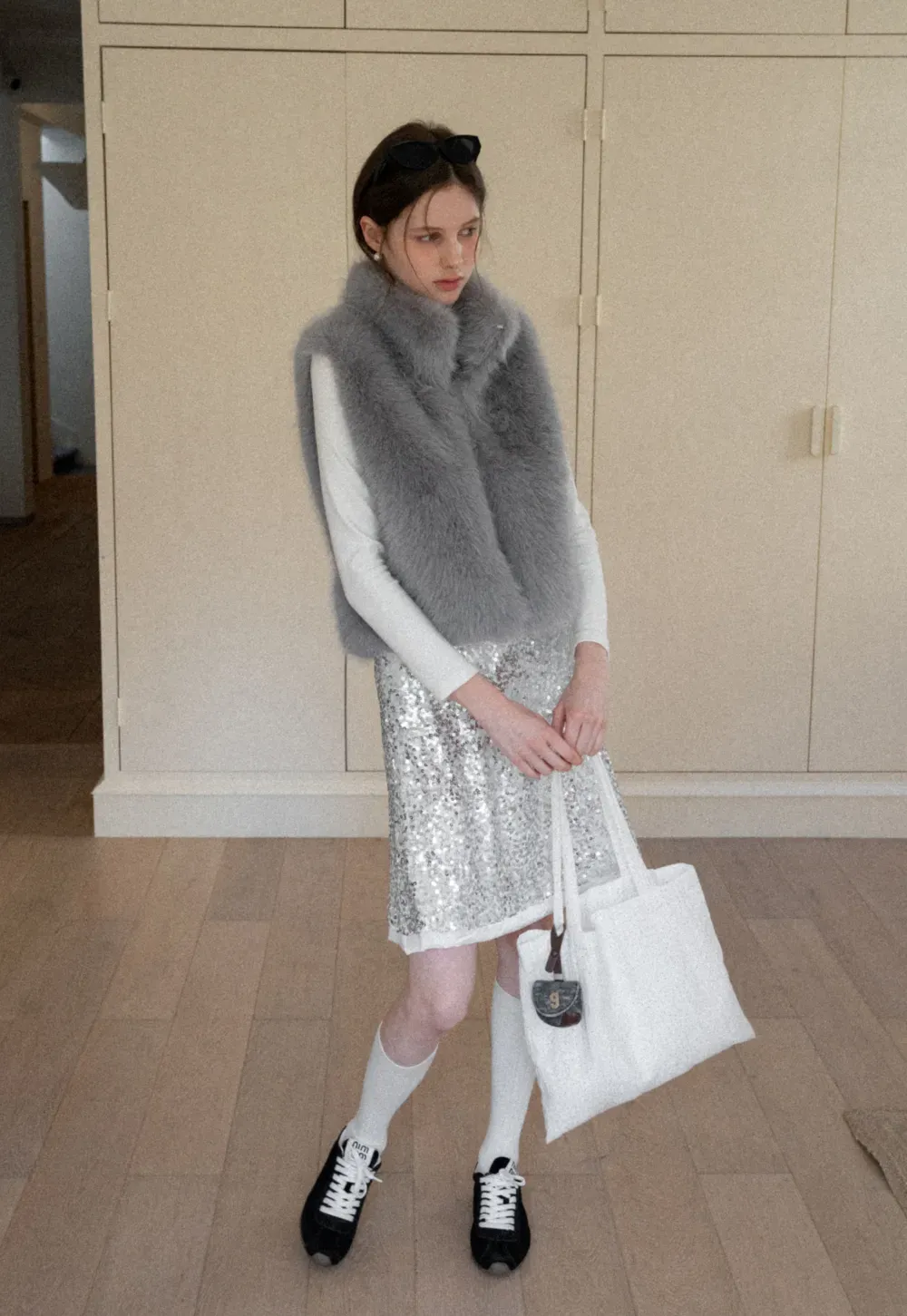 Fur Vest with High Collar Design