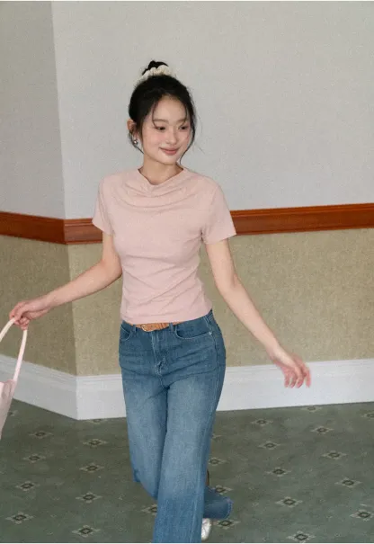 Flared Cut Denim Jeans with High Waist