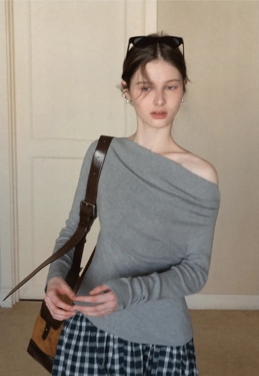 Elegant Off Shoulder Knit Top with Asymmetrical Design