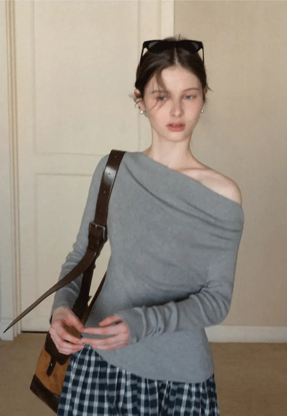 Elegant Off Shoulder Knit Top with Asymmetrical Design