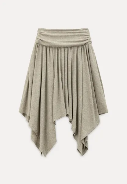 Long sleeve button front top and asymmetrical skirt