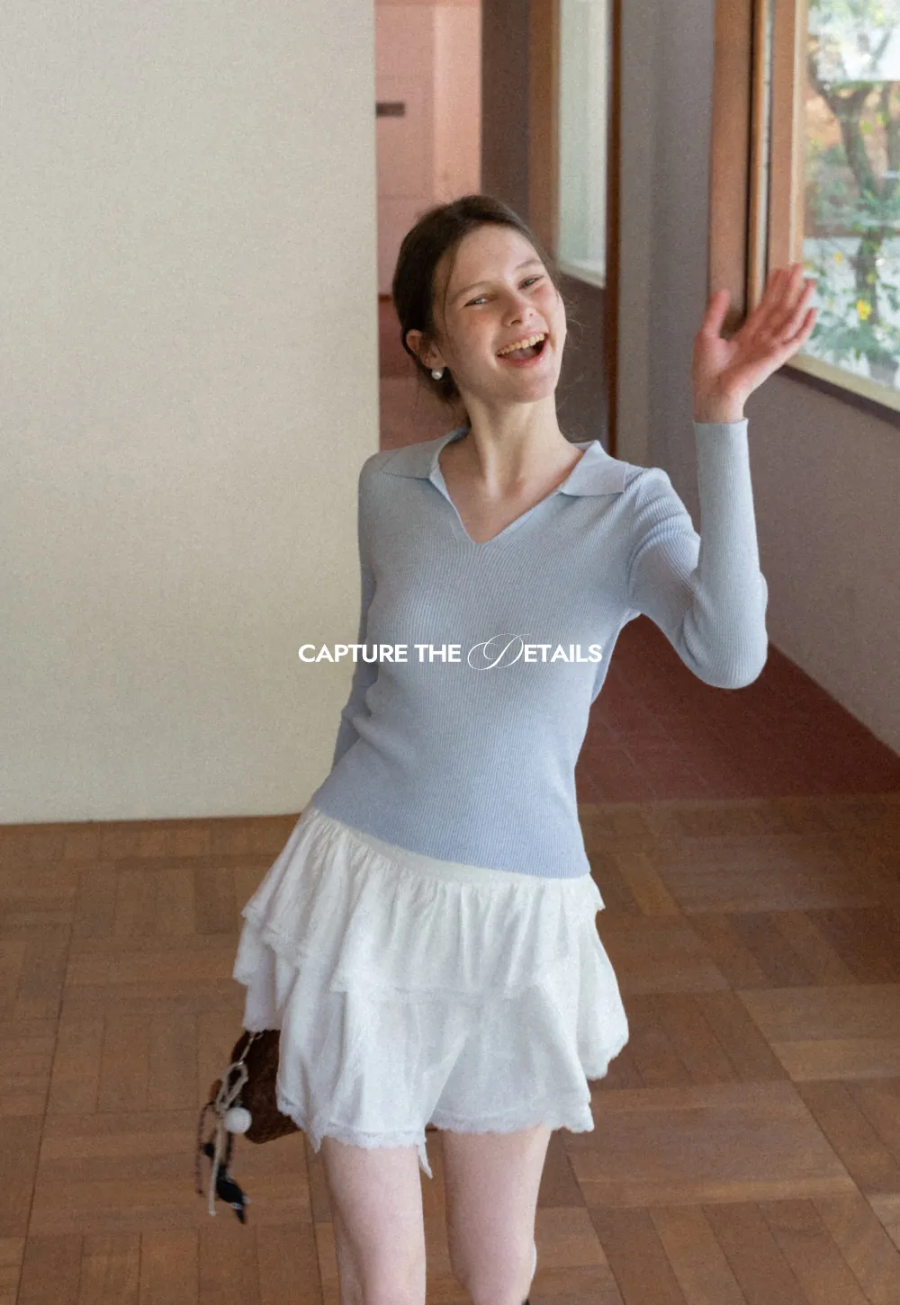 Ribbed Knit Long Sleeve Polo Neck Sweater