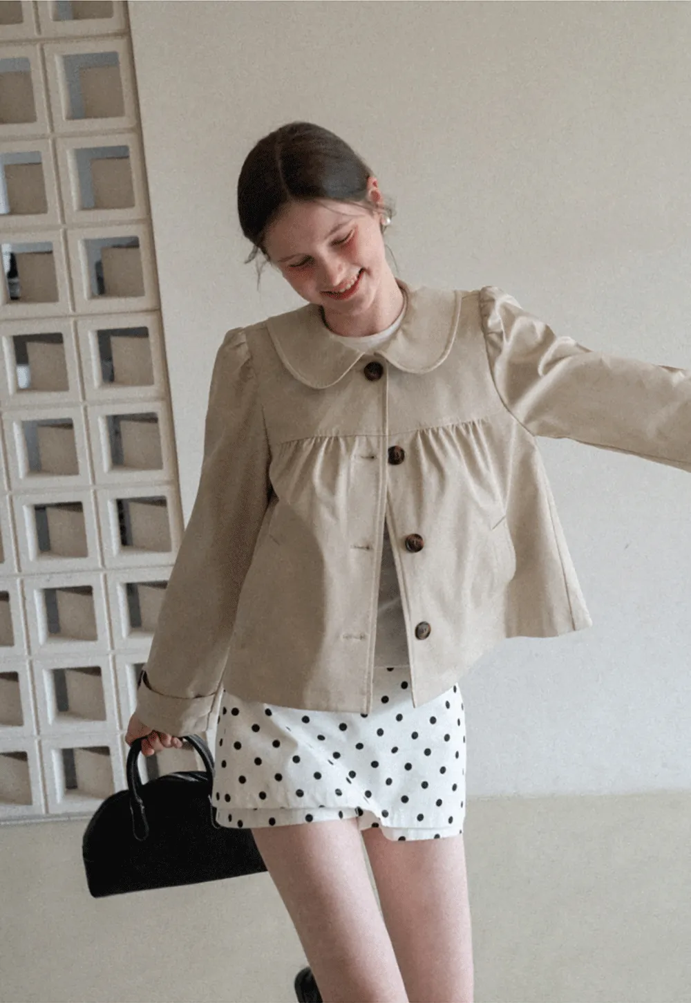 Polka dot mini skirt with layered hem