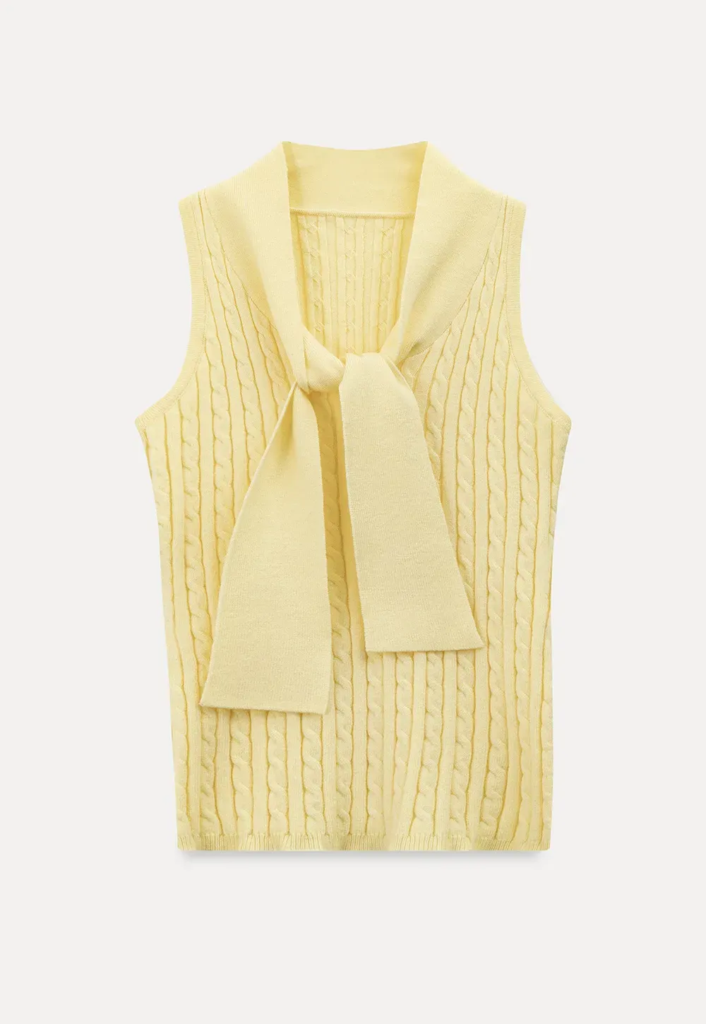 Knit Sleeveless Top with Front Bow Detail