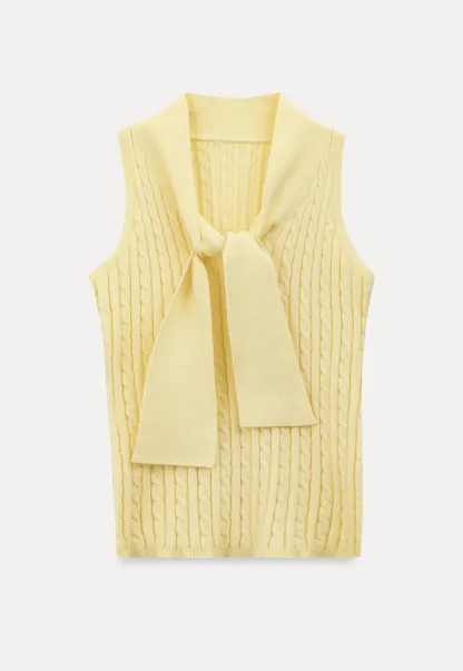 Knit Sleeveless Top with Front Bow Detail