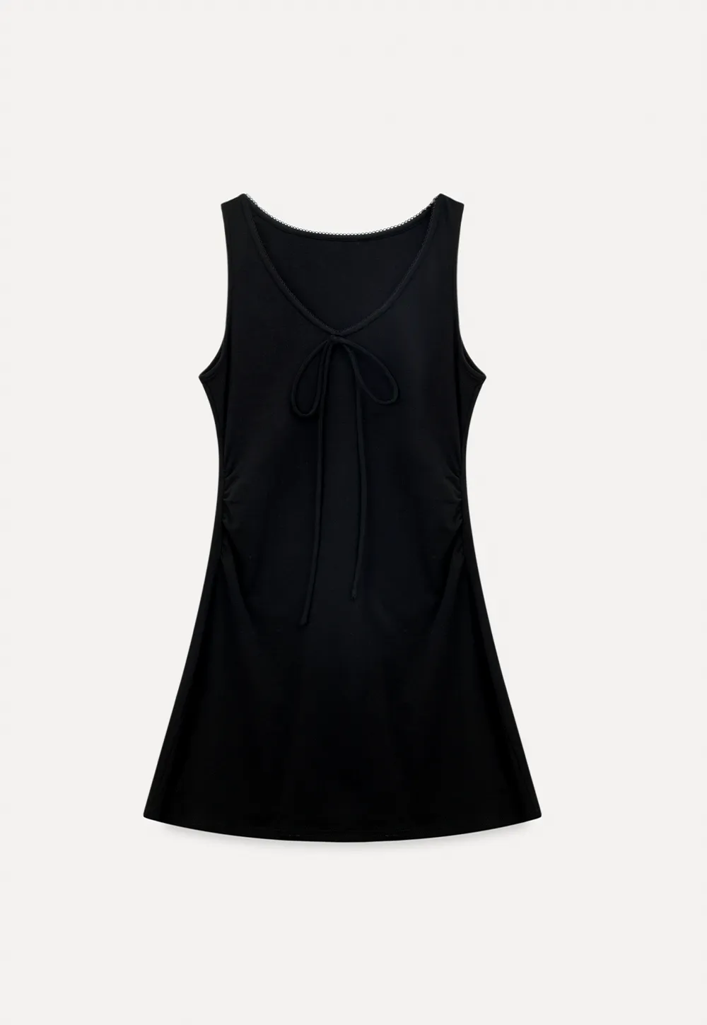 Sleeveless dress with front tie detail and t shirt