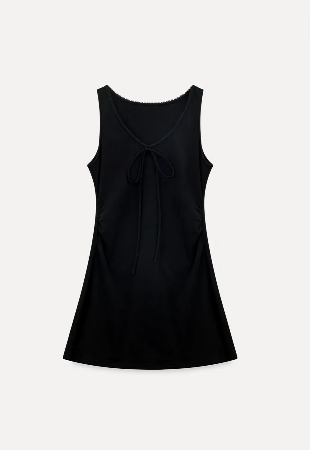 Sleeveless dress with front tie detail and t shirt