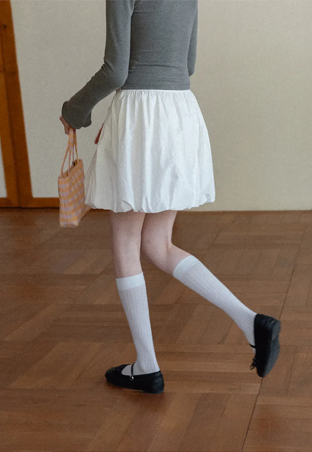 Puffed skirt with drawstring waist