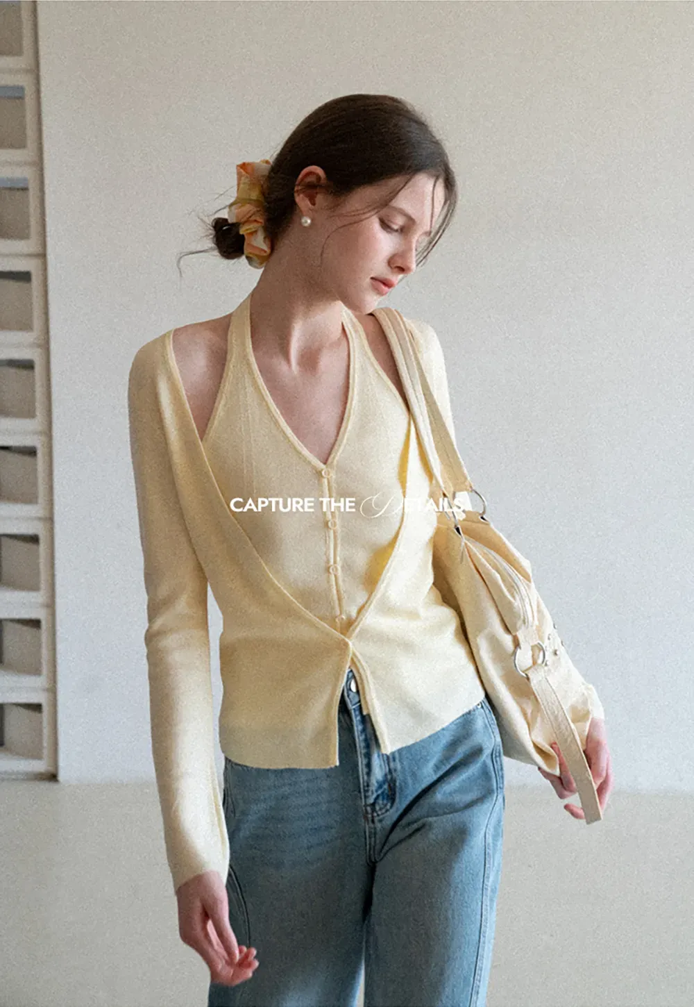 Wide leg high waist denim pants with belt loops