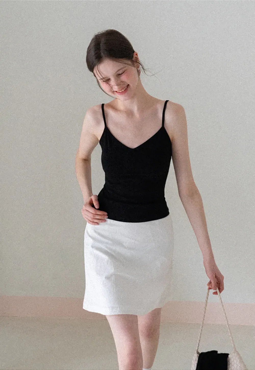 A-line mini skirt with front darts and clean hem