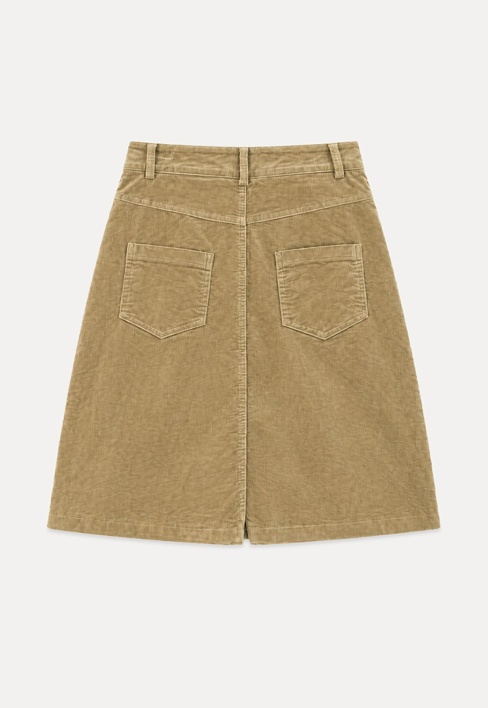 Corduroy A-Line Skirt with Front Slit