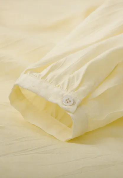 Ruffled Collar Long Sleeve Blouse with Tie Front