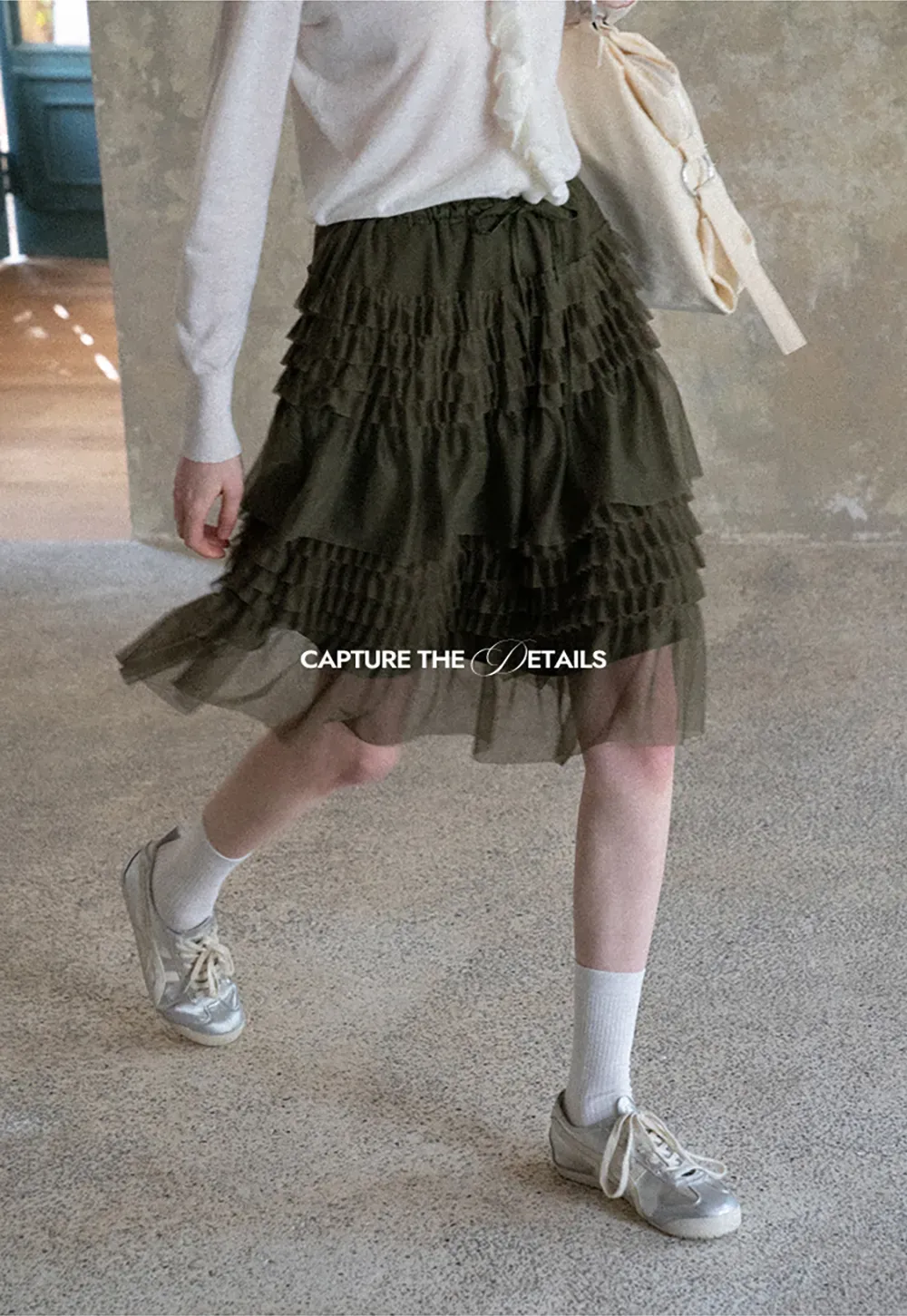 Tiered Ruffled Sheer Skirt with Drawstring Waist