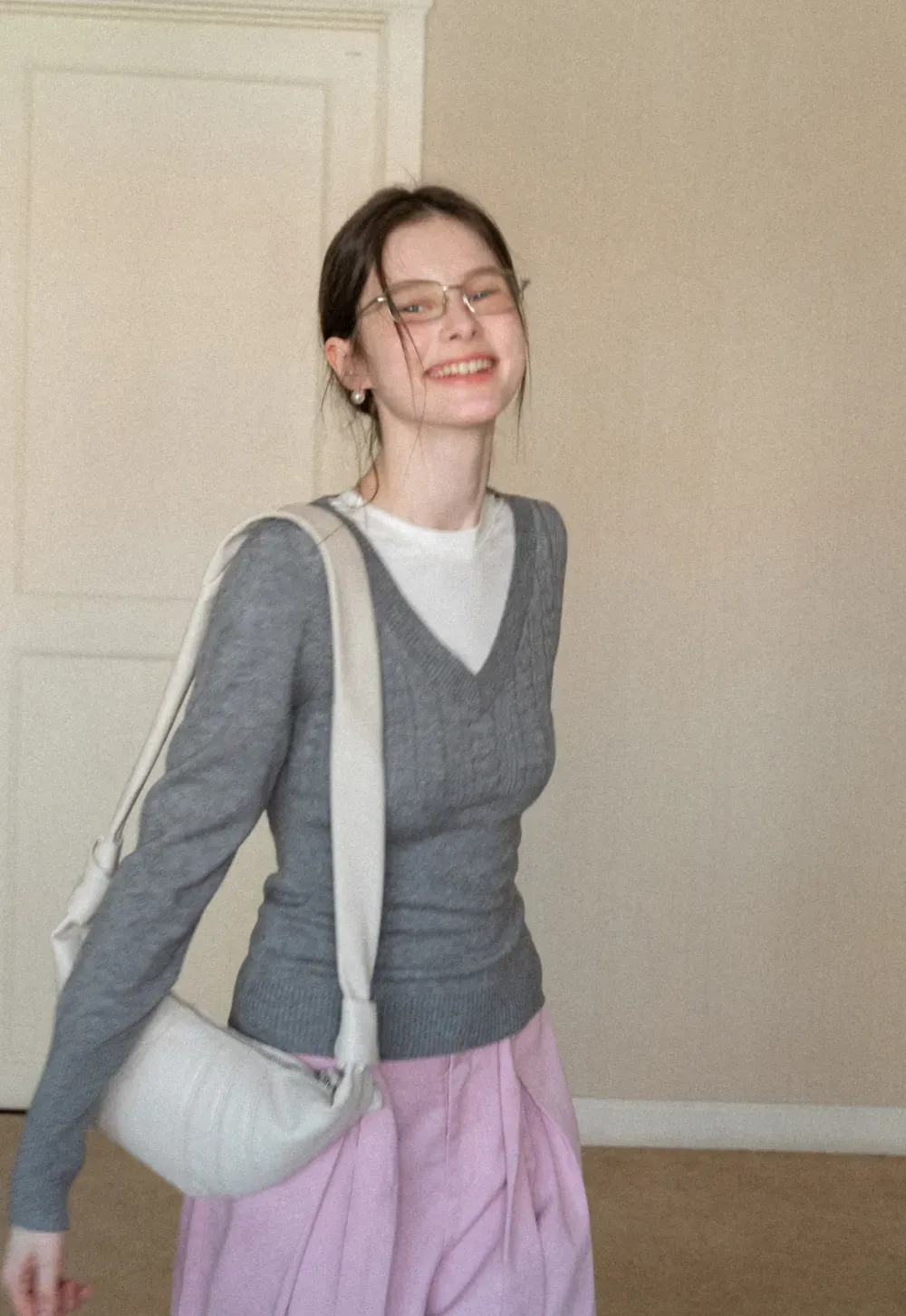 V Neck Long Sleeve Knit Sweater