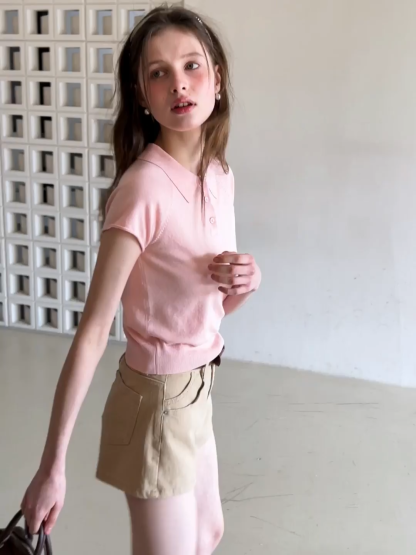 Short Sleeve Knit Polo Shirt