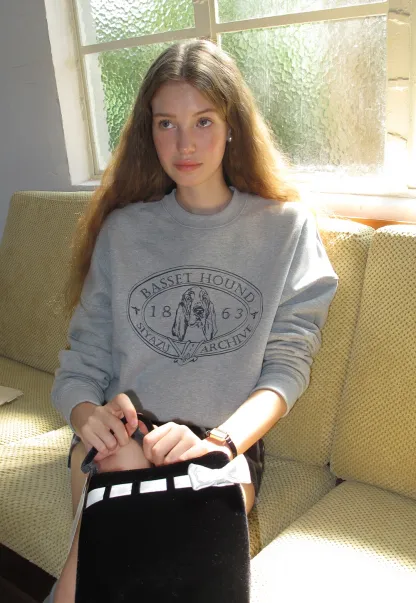 Dog Graphic Print Oversized Crew Neck Sweatshirt