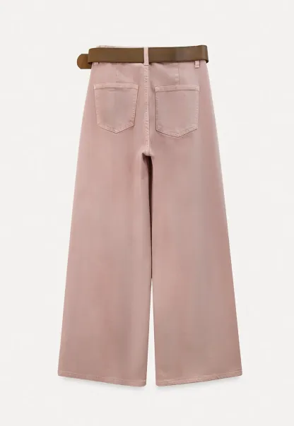 Wide leg high waist denim jeans with belt loop design