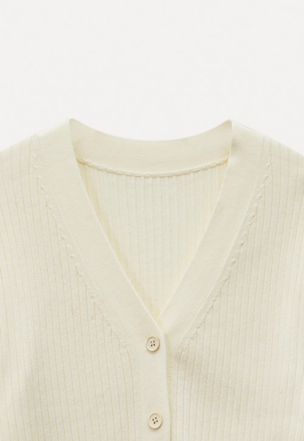 Women’s Ribbed V-Neck Cardigan with Button Detail