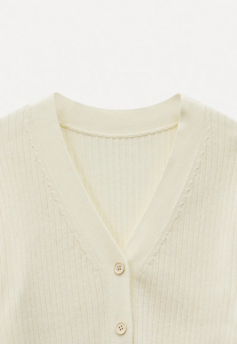 Women’s Ribbed V-Neck Cardigan with Button Detail