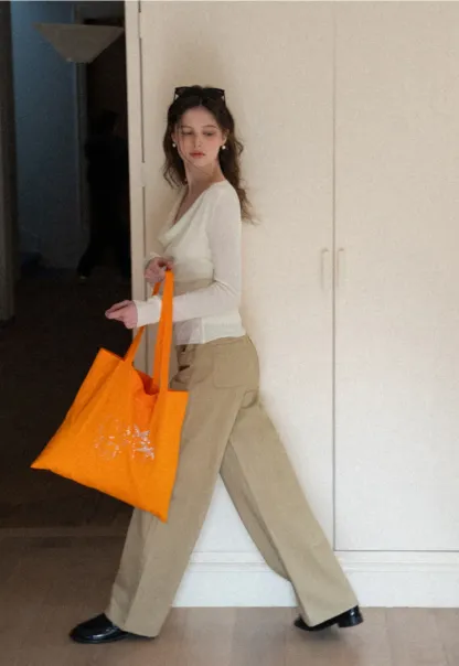 Wide leg high waist denim pants