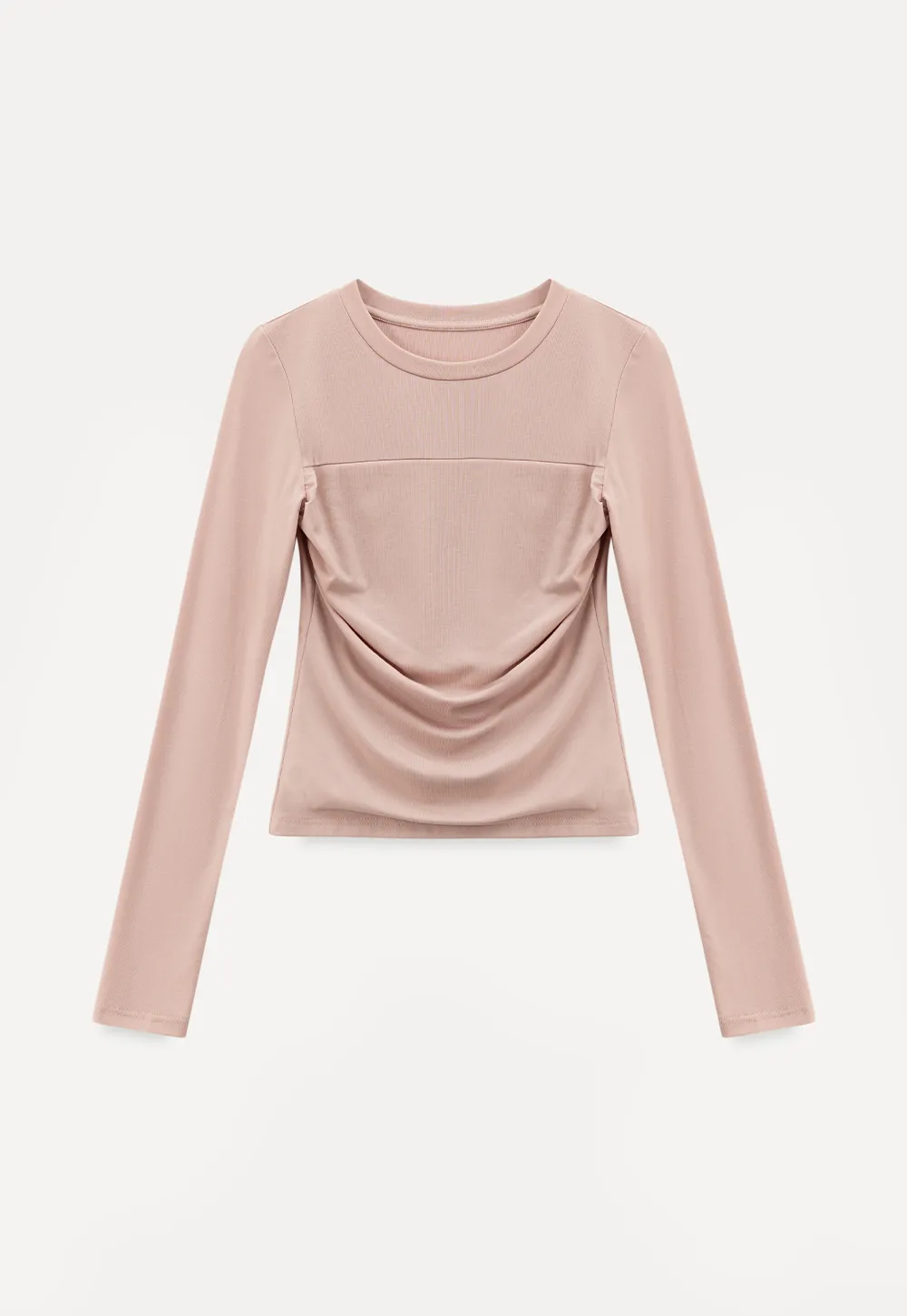 Ruched Long Sleeve T-Shirt with Gathered Detail