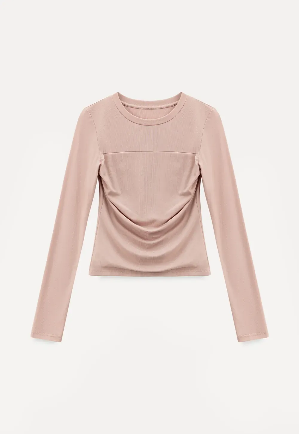 Ruched Long Sleeve T-Shirt with Gathered Detail